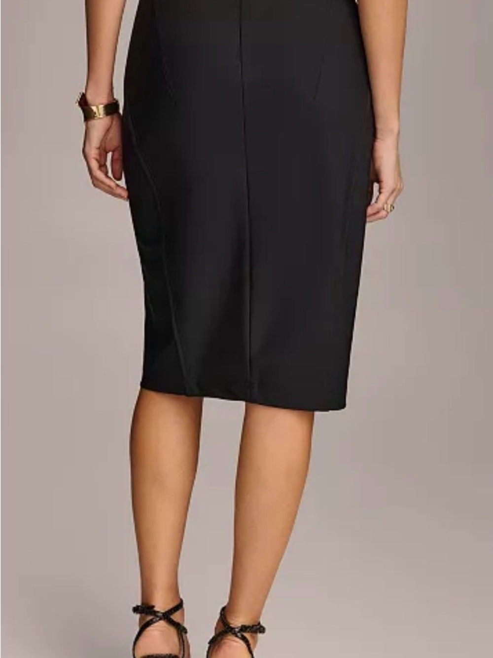 Donna Karan Black Tailored Pencil Skirt with Side Slit - Picture 2 of 14